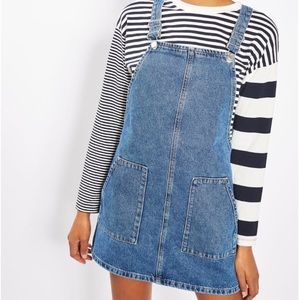 NWT Denim overall pinafore dress w/pockets